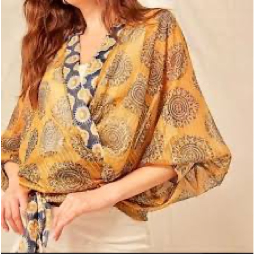 Free People Kantha Shimmer Tie Kimono
